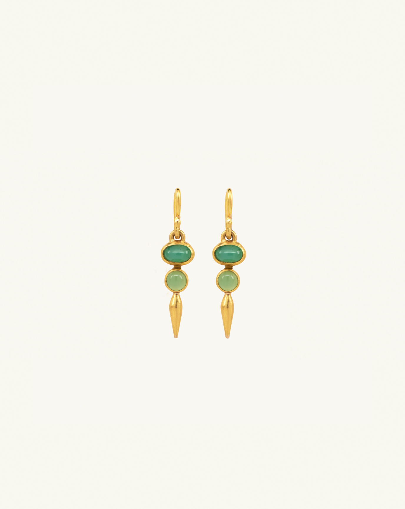 22k + Double Gemstone Pod Drop Earrings