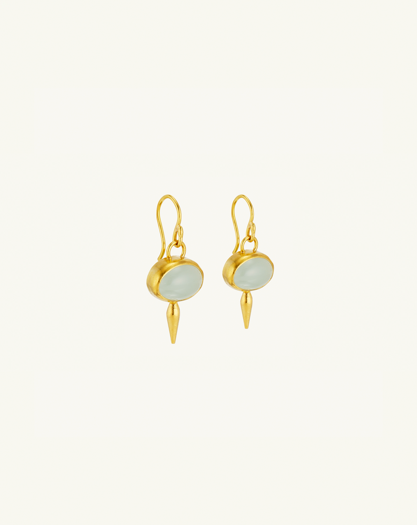 Product image of the gemstone drop earrings with a large oval aquamarine gemstones