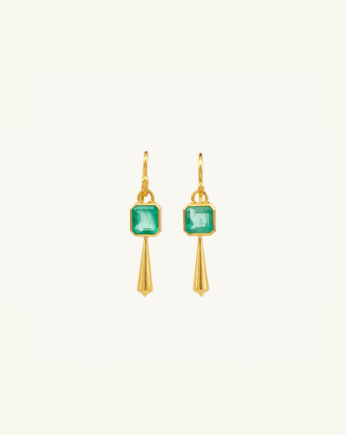 22k + Gemstone Tapered Drop Earrings