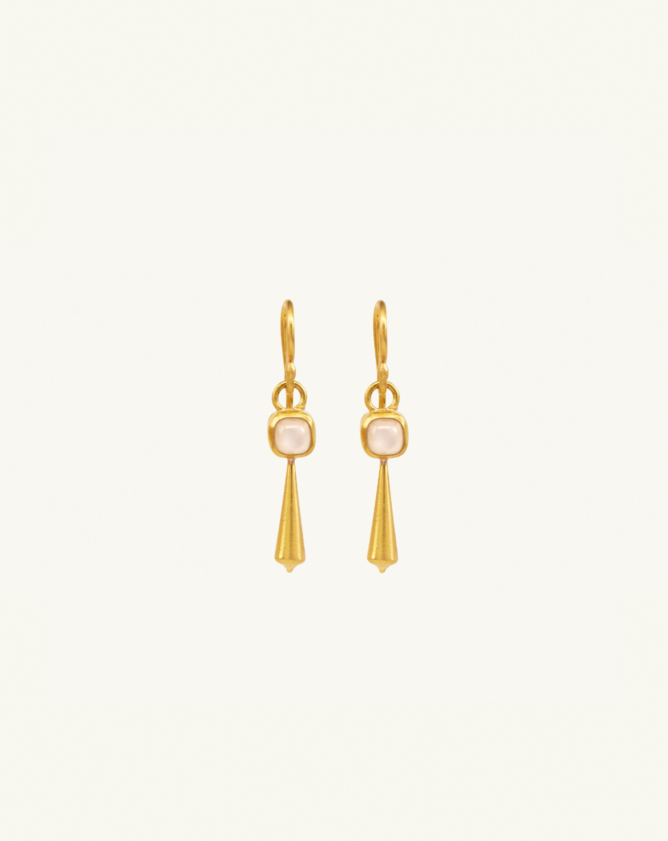 22k + Gemstone Tapered Drop Earrings