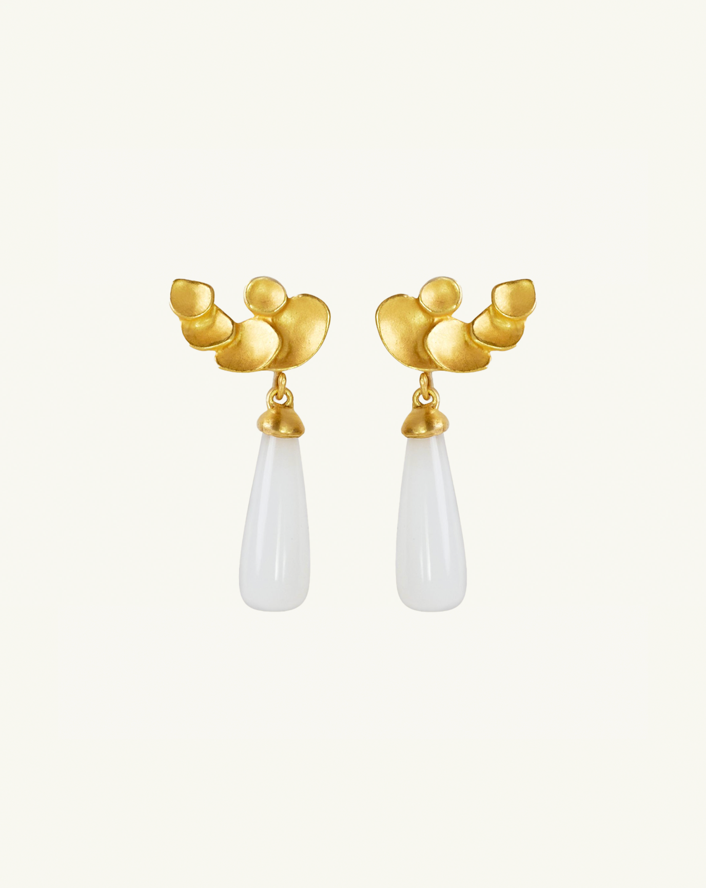 Product image of the abstract climber studs with white moonstone gem drops
