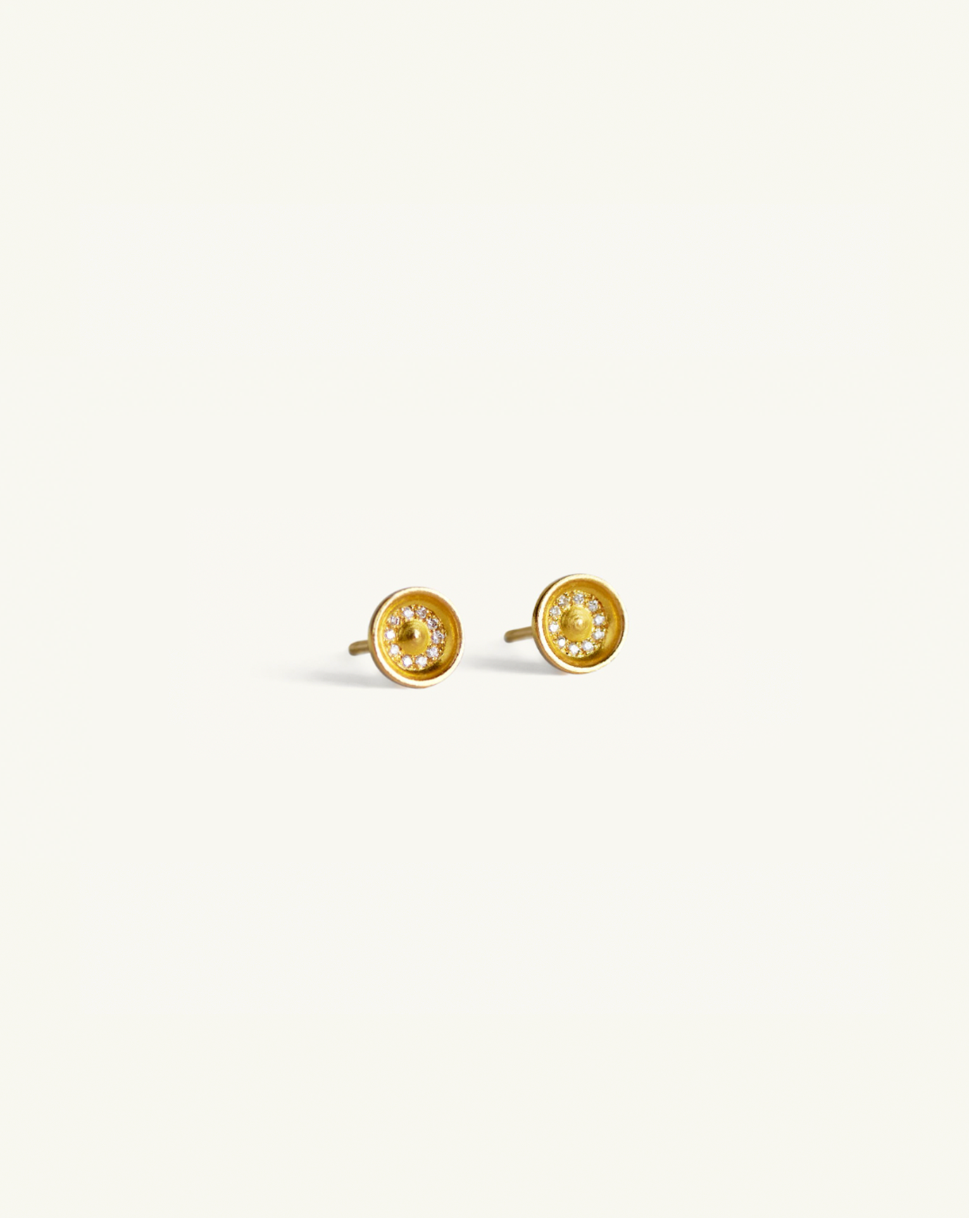 Large Concave Studs with Pavé