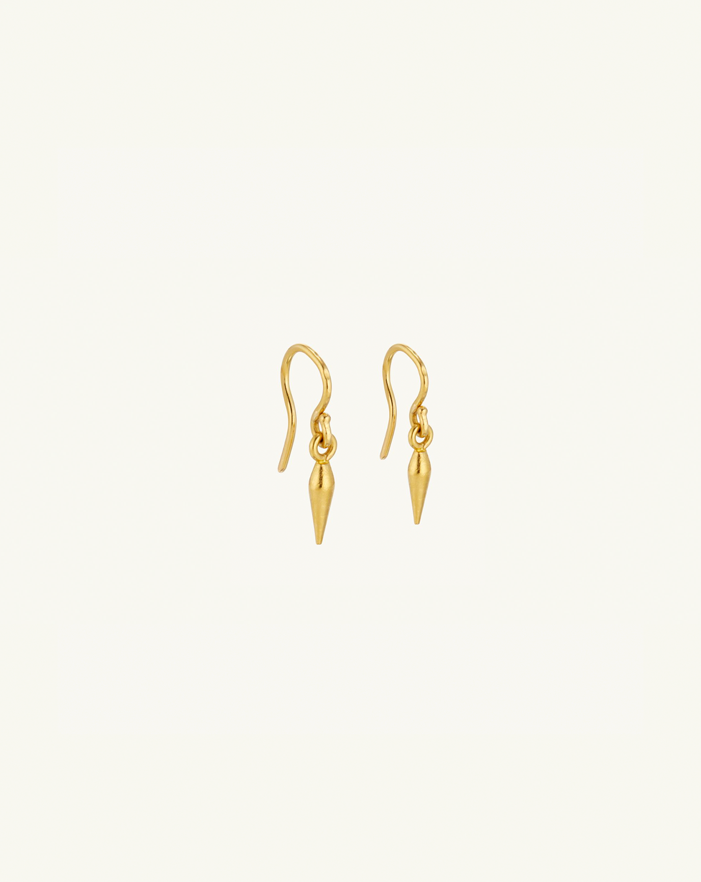 Side view showing the back, product image of the seed-inspired gold drop earrings 
