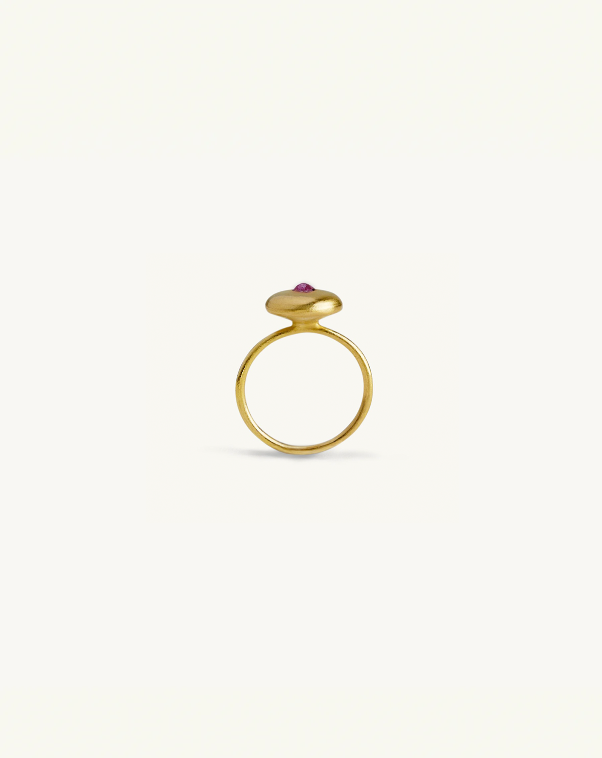 Product image of the i seira gold pod ring with ruby gemstone