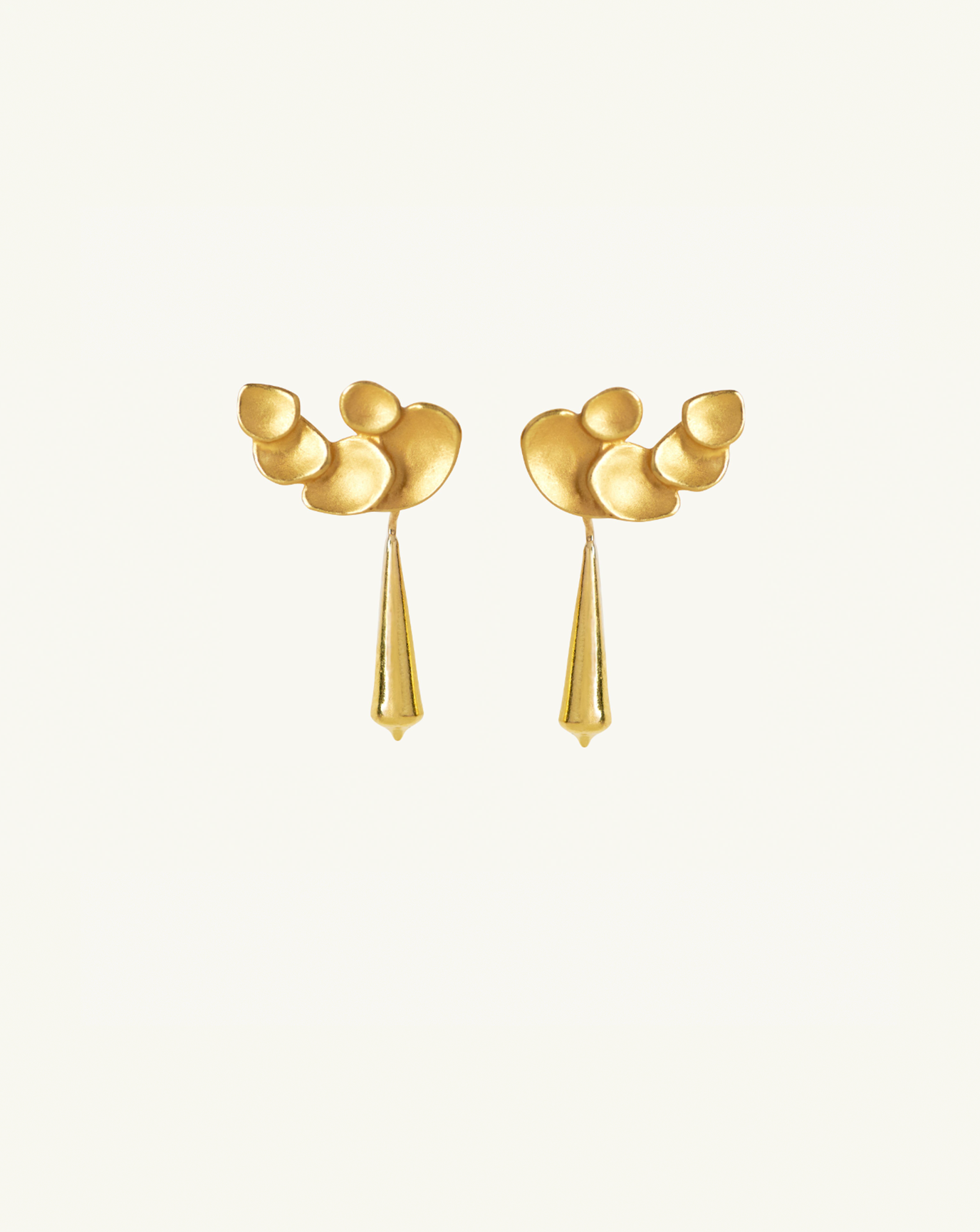 Product image of the abstract climber studs with gold tapered drops