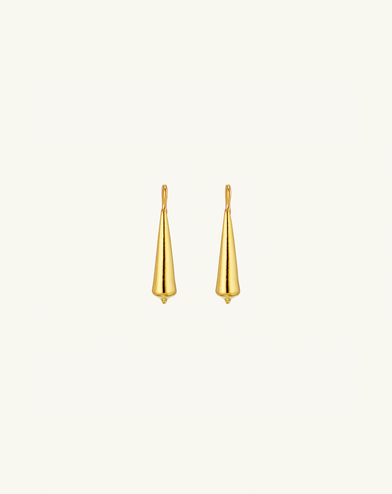 Product image of the tapered gold pod earrings