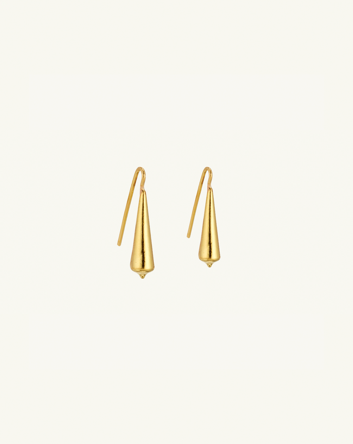 Product image of the tapered gold pod earrings with the back stems showing