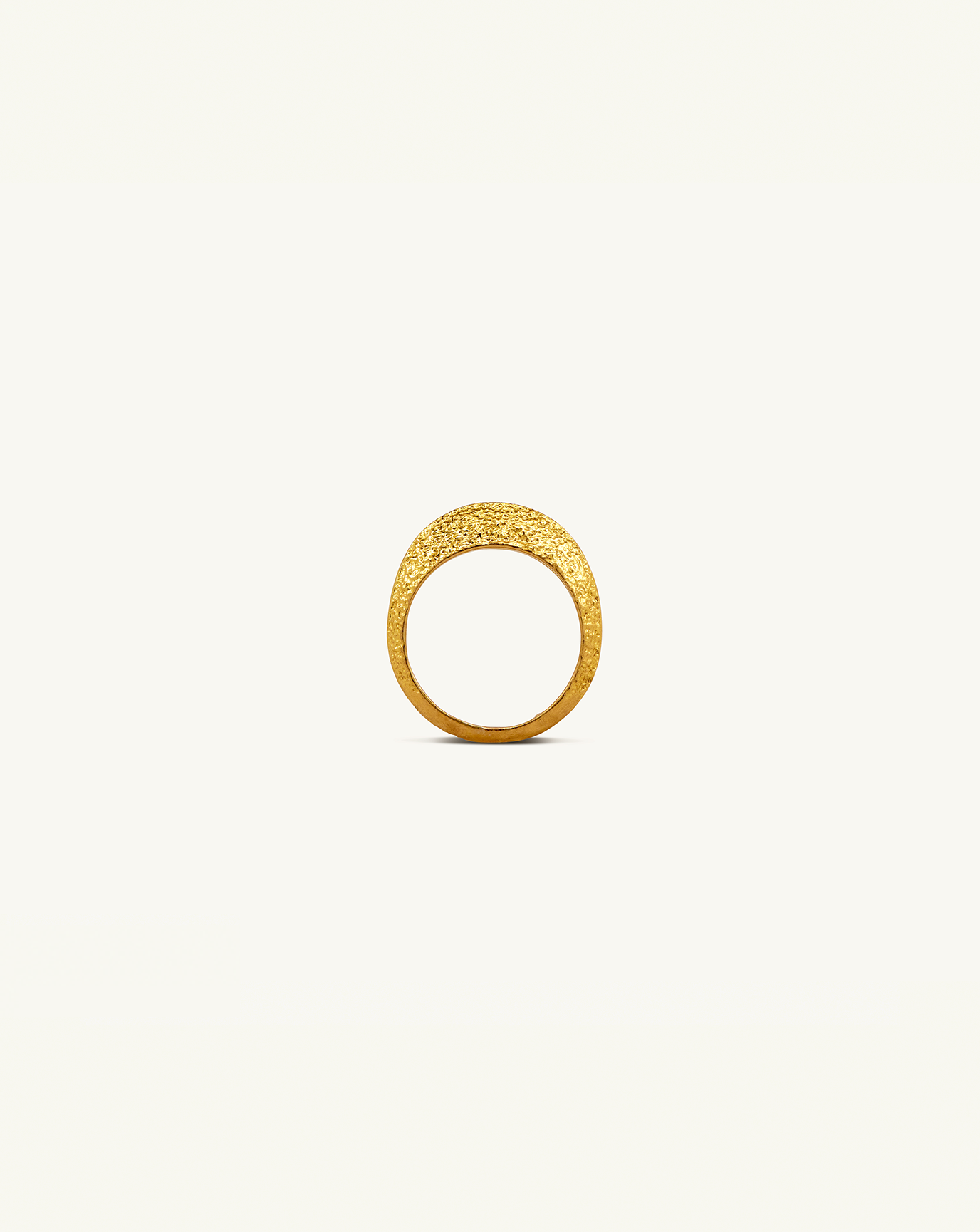 product view of the textured gold sculptural ring