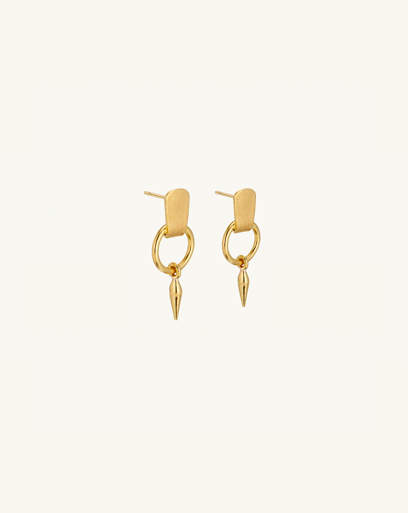 Side view product image of the Geometric Pod Drop earrings