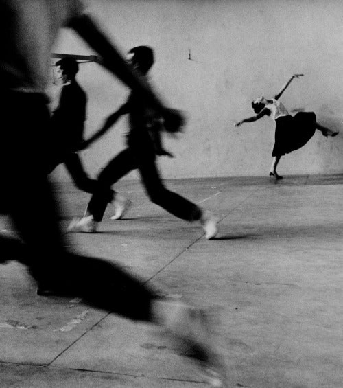 Black and white image of dancers dancing